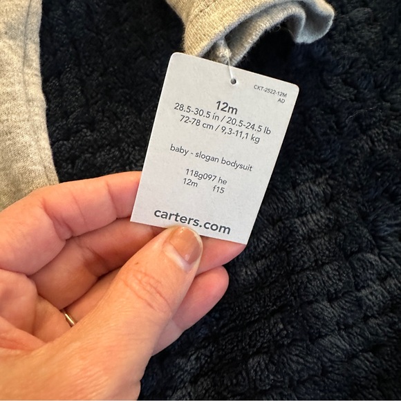 Carter’s 12 month Santa’s Favorite gray slogan bodysuit - Picture 3 of 5